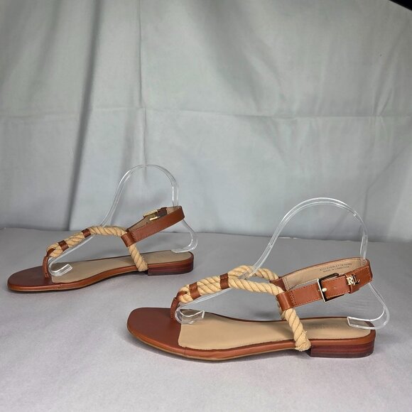 NWT Lauren Ralph Lauren Everley Leather Thong Sandals - Picture 1 of 9